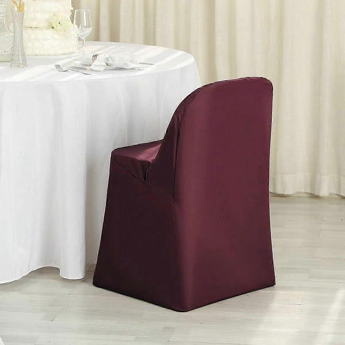 BalsaCircle Burgundy Solid Polyester Folding Flat Chair Cover Slipcover Wedding
