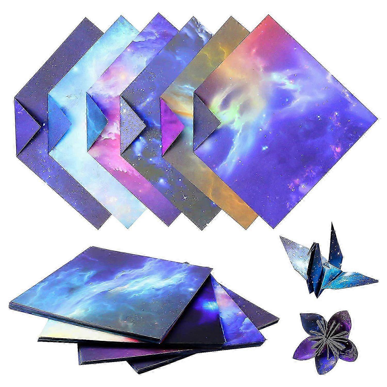 200 Sheets Galaxy Space Stars Pattern Origami Paper
