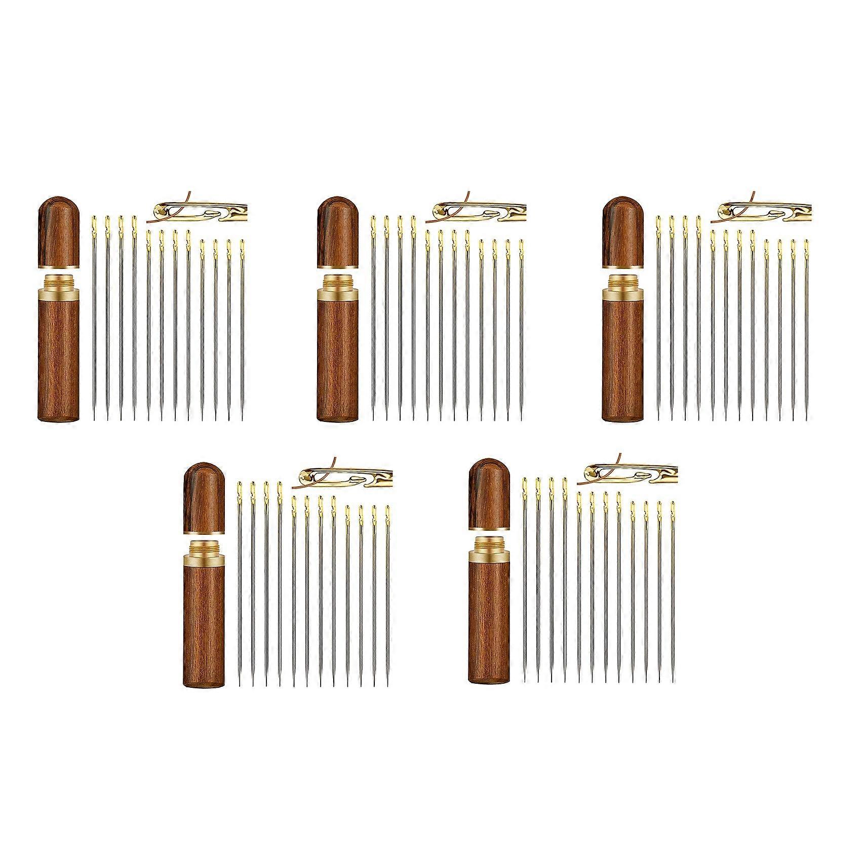 5 Set Self-Threading Needles,Sewing Needles for Hand Sewing,for the Elderly,Easy Side Threading Stitching Pins A