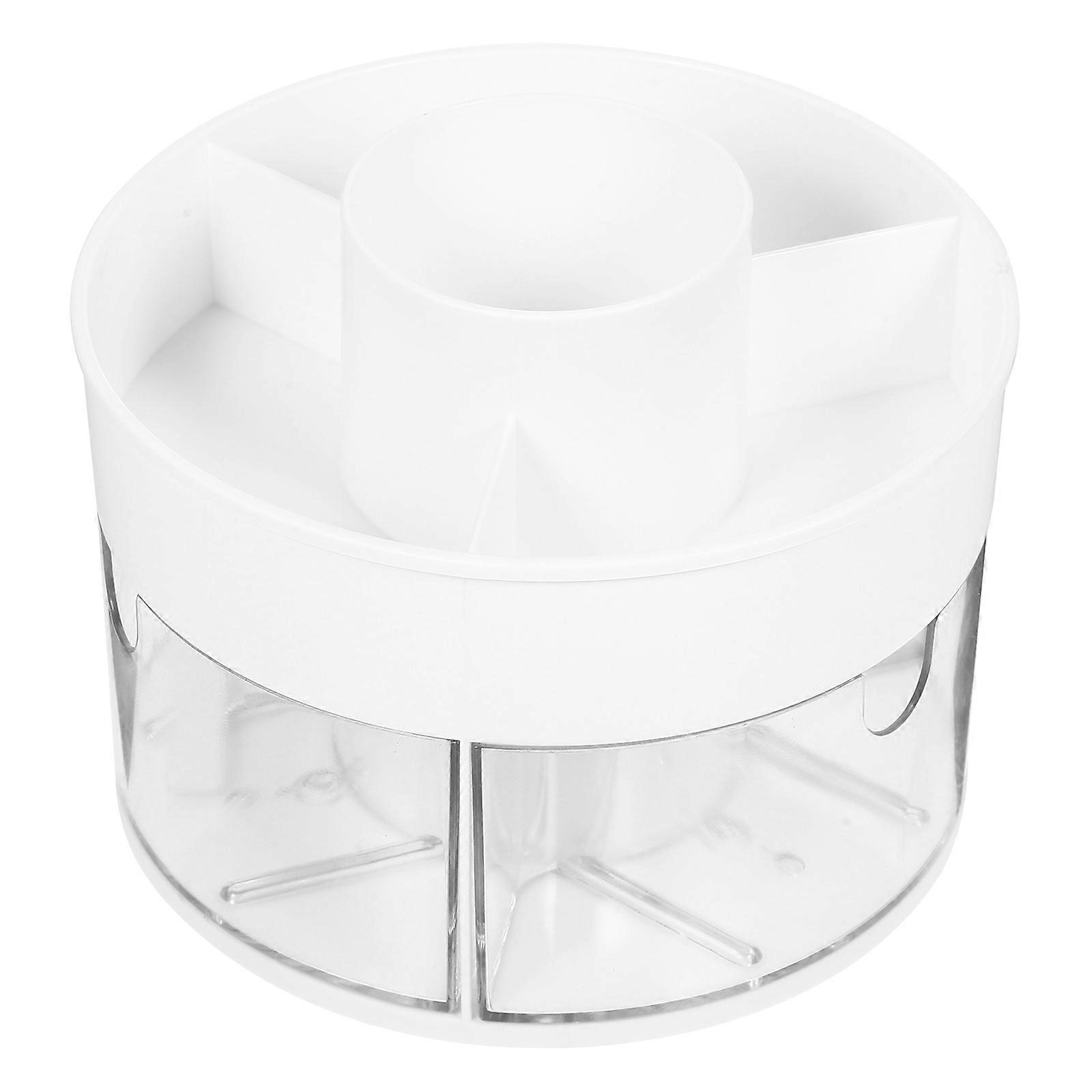 Rotatable Pen Holder Makeup Brush Organizer with 5Pcs Compartments Clear Design