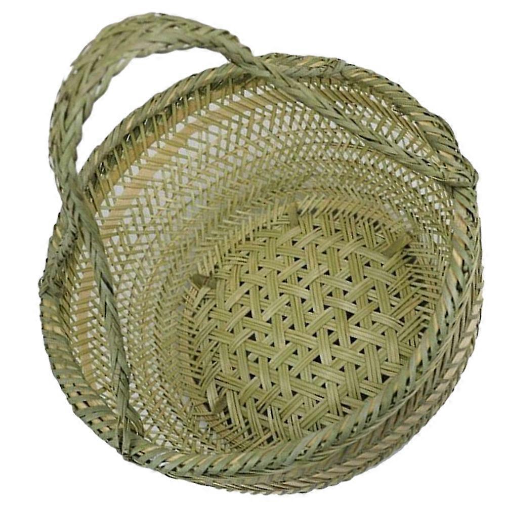 Bamboo Woven Storage Basket with Handle for Fruit and Egg Storage