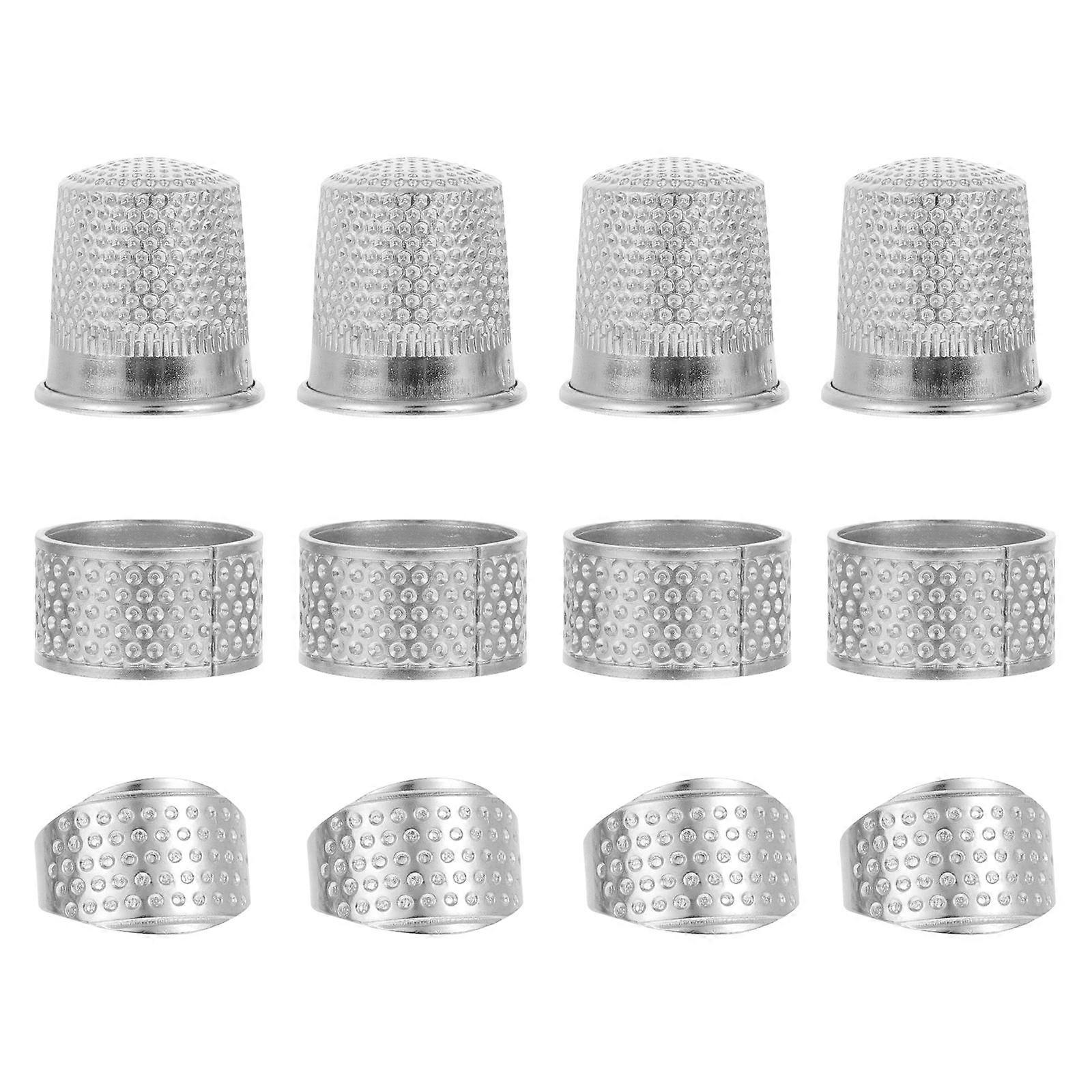 Adjustable Sewing Thimbles for Finger Protection 15Pcs Silver