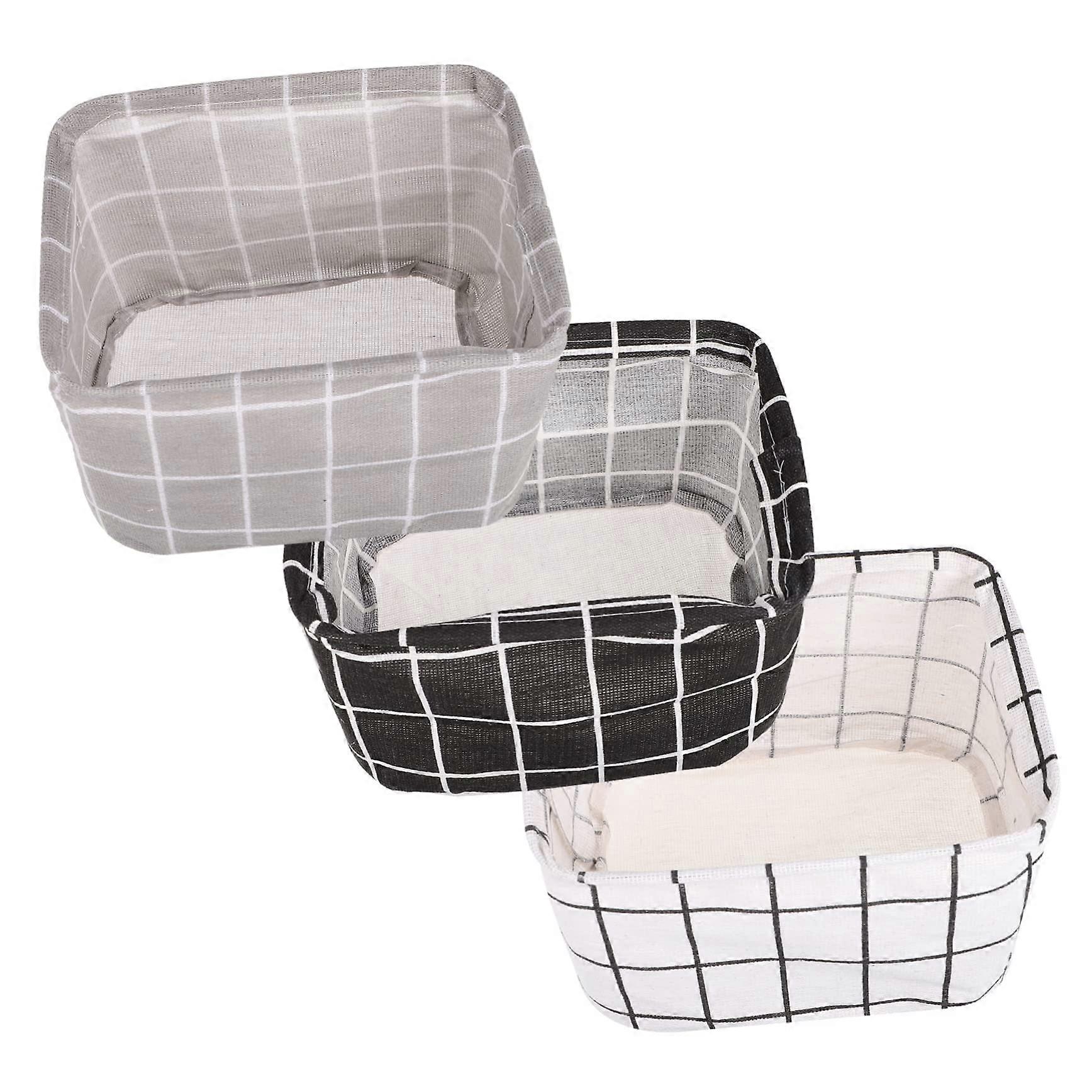 3pcs Fabric Storage Baskets with Lids for Multipurpose Home and Office Organization