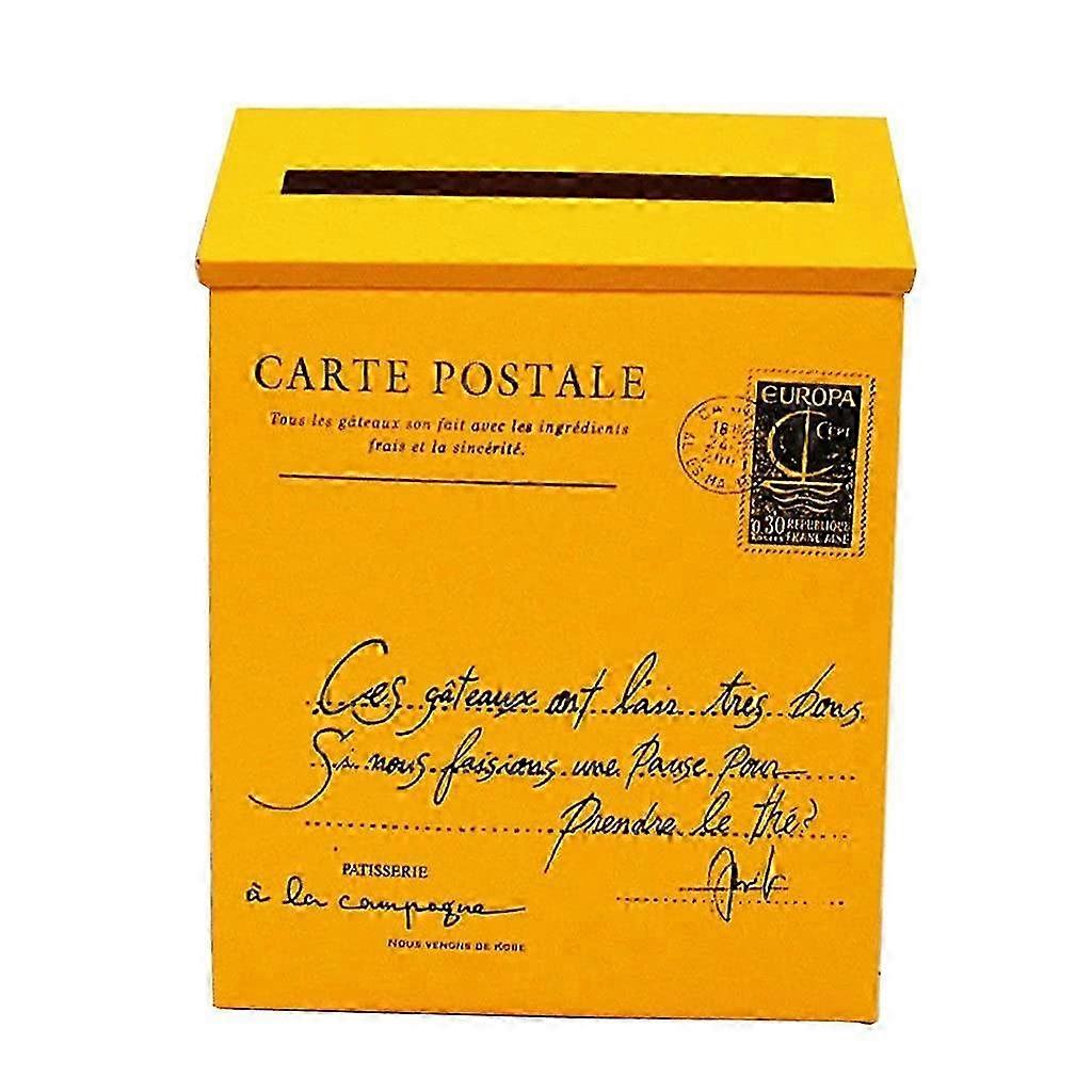 26-27 Yellow Galvanised Wall Mounted Post Box Mailbox