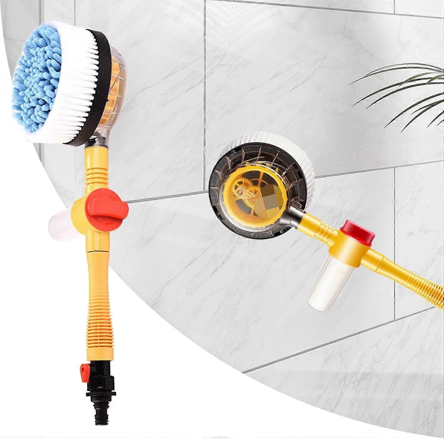 Car Wash Brush with Extendable Rotating Handle and Water Flow, Scratch Microfiber for SUVs and Trucks