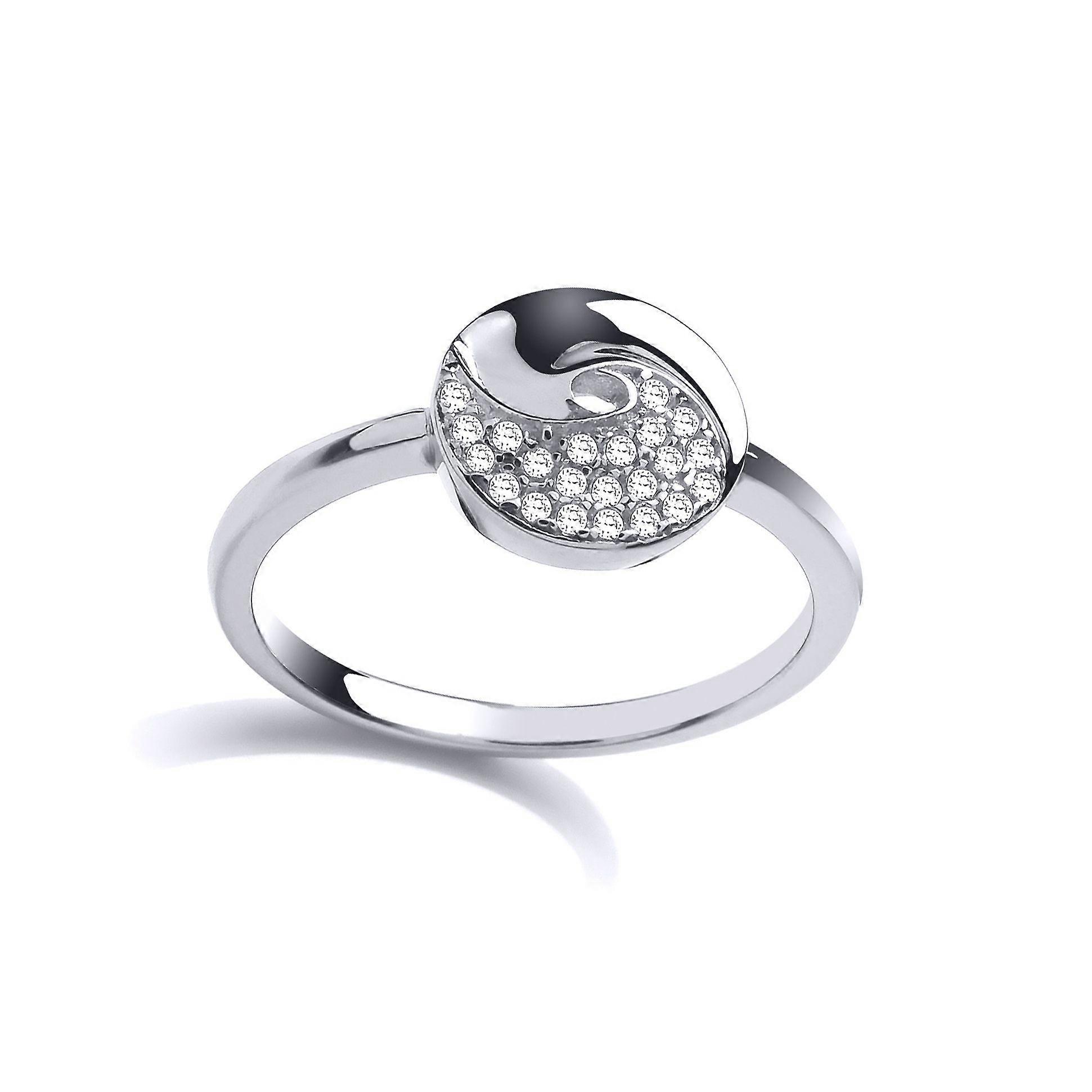 Jewelco London Ladies Sterling Silver Cubic Zirconia Donut Swirl Dress Ring