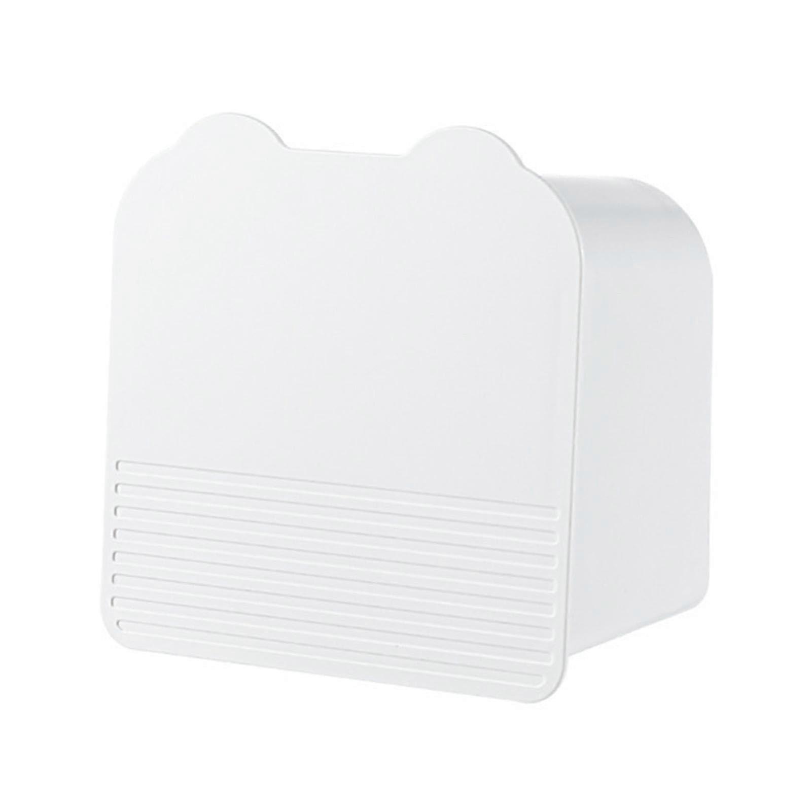 Wall Mounted Makeup Organizer with Double Compartment Design, Bathroom Storage Box with Lid, Elegant White