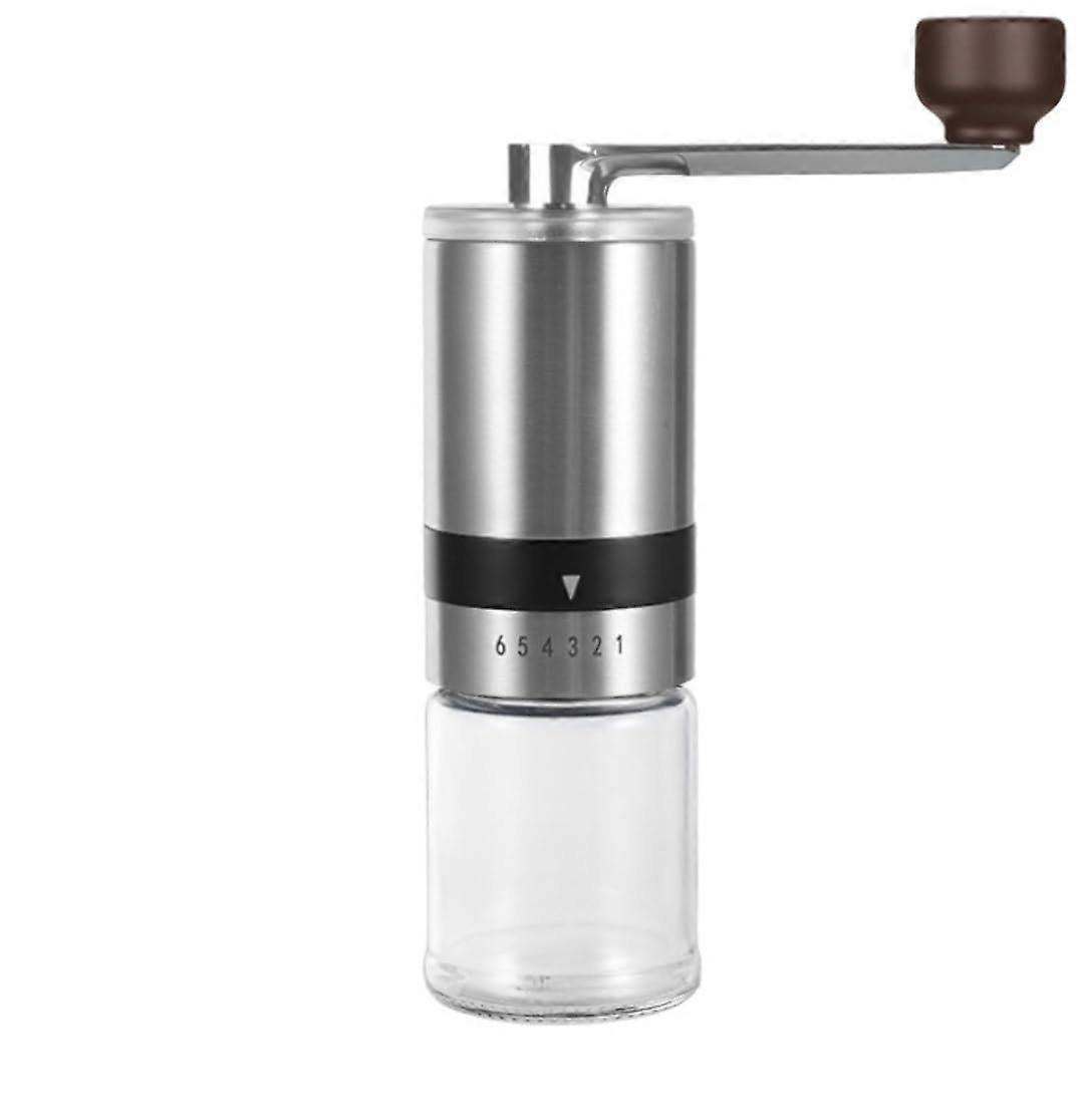 Manual Coffee Grinder with Adjustable Ceramic Burr, Portable Hand Crank for Home Kitchen Silver
