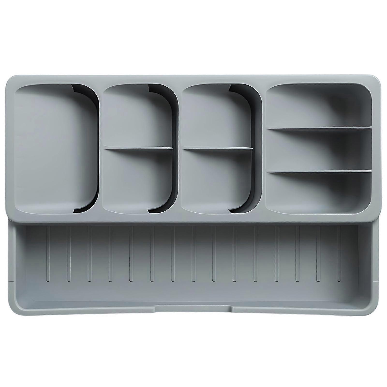 Kitchen Drawer Organizer with MultiCompartments, Durable PP Silverware Tray for Clutter Storage