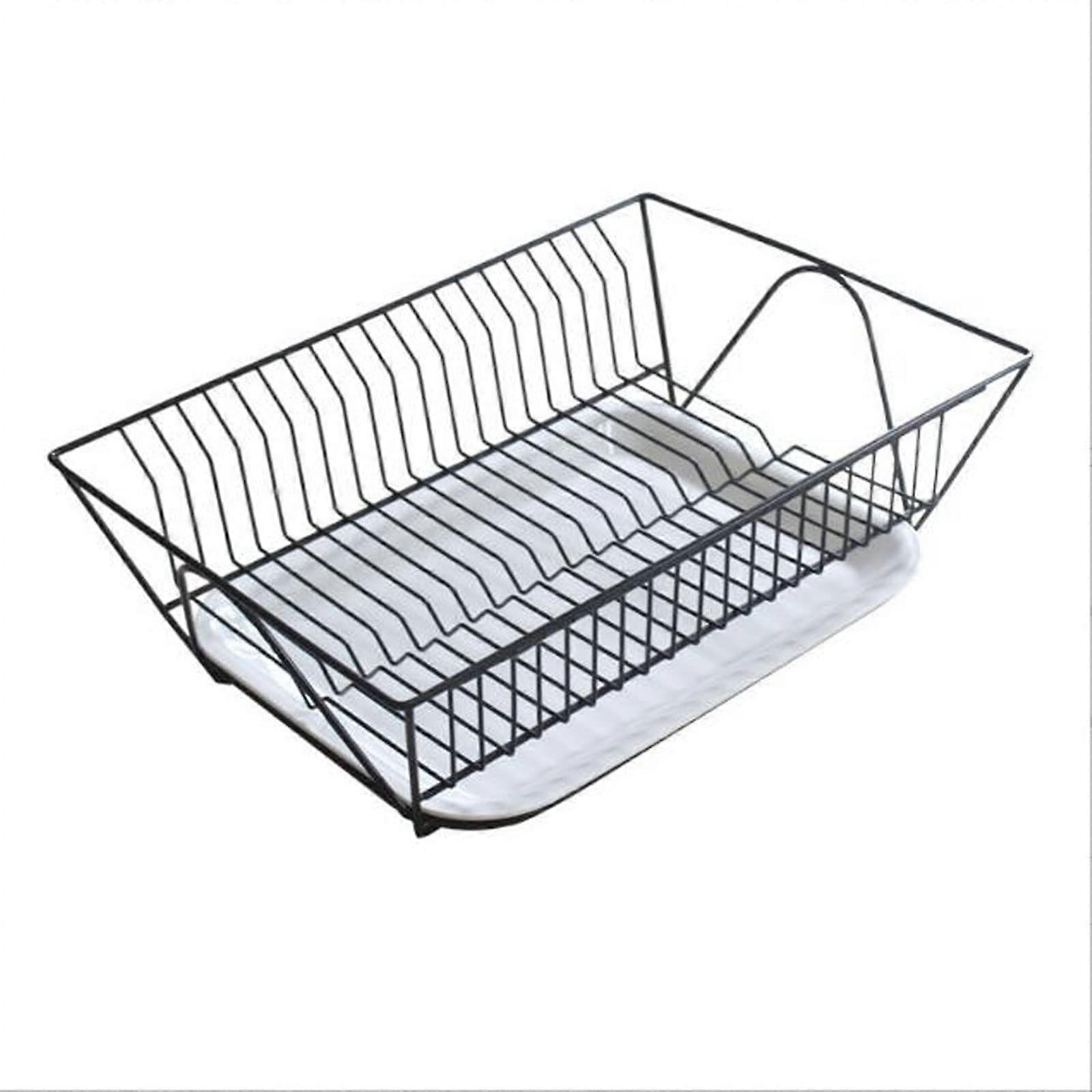Stainless Steel Dish Drying Rack Black for Kitchen Counter with MultiSlot Organization