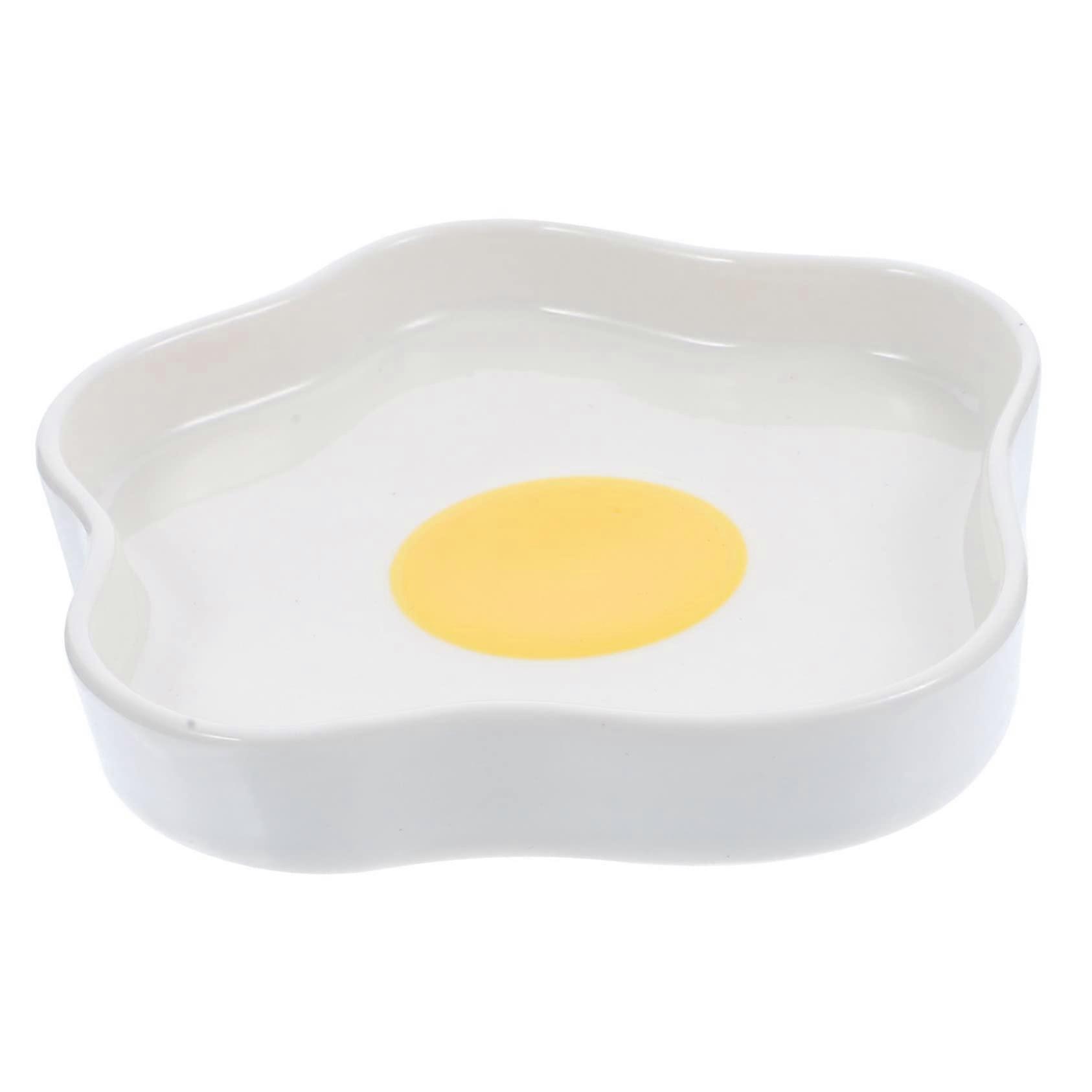 Ceramic Serving Plate with Unique Egg Shape, Durable Irregular Platter for Breakfast, Dessert, Salad