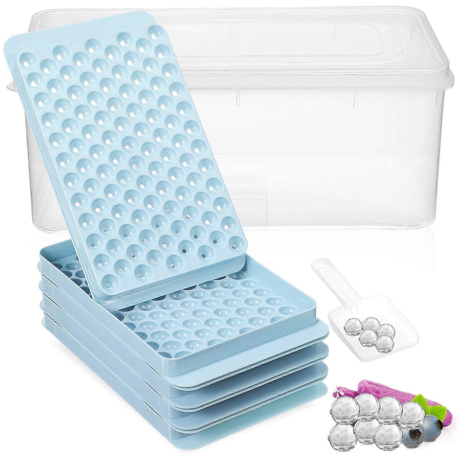 Ice Cube Tray Set 4Layer Round Maker with Scoop and Storage Box for Drinks and Cocktails