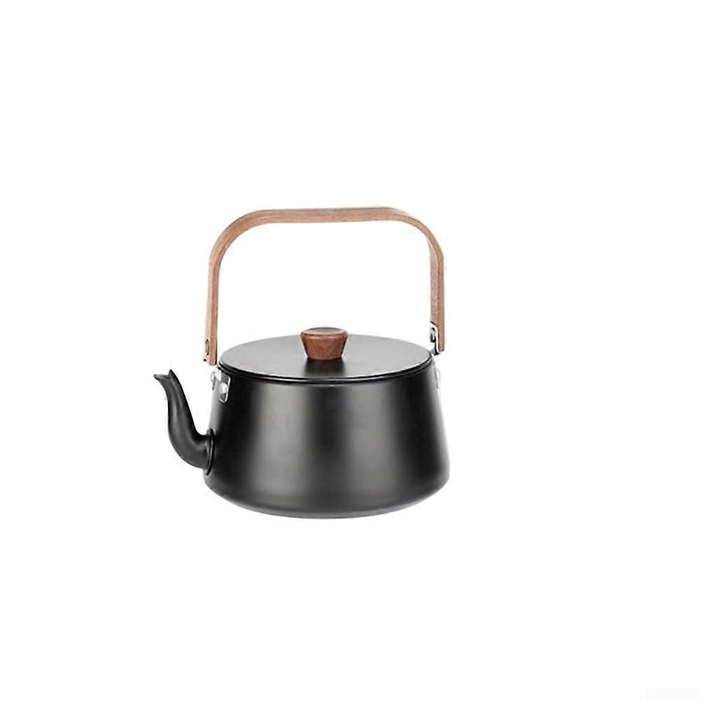 Stainless Steel Camping Kettle 2L Large Capacity Fast Boiling with Foldable Handle Black