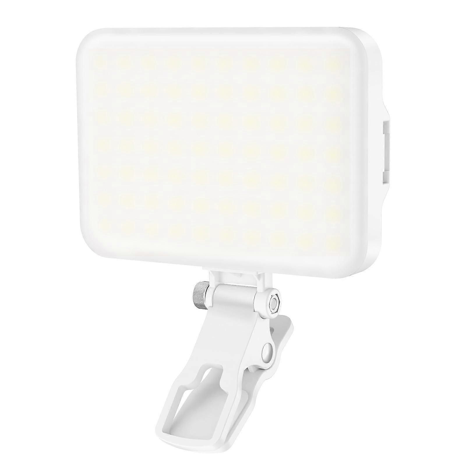 LED Video Light with Stepless Dimming, 3 Modes, Rechargeable Ring Light for Camera and Smartphone