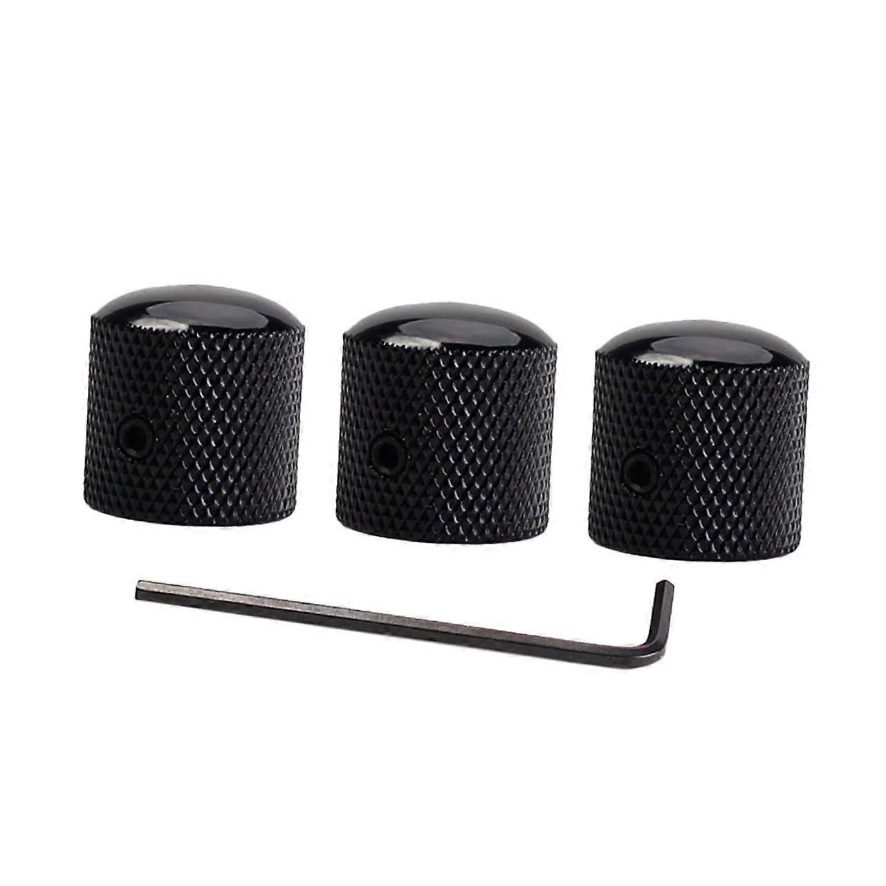 3pcs Black Dome Guitar Control Knobs for Bass Volume Tone Replacement Fits Most Guitar Pots