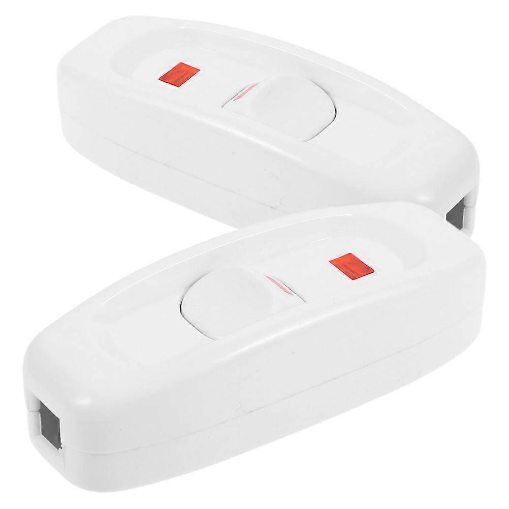 White Electrical Button Switch Inline on Off Switch 2Pcs Plastic
