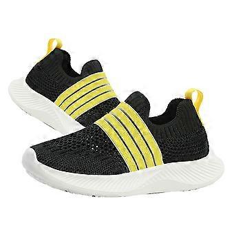 Kleinkinderschuhe, leichte, atmungsaktive Sport-Sneaker zum Schnüren für Kinder, Jungenschuhe, Schwarz, Größe 4-5