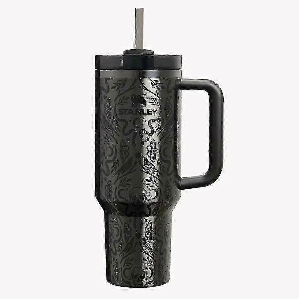 Copo térmico Stanley Quencher H2.0 Flowstate de 1,18 L (40 oz) com estampa de damasco mortal para o Halloween, ideal para uso diário na cozinha.