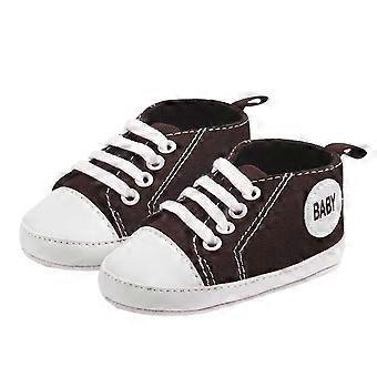 Babyskor, Baby Canvasskor Andningsbara Mjuka Sulor Första Lätta Flexibla Icke-Sneakers Småbarn Pojkar Flickor, Baby Flickskor, Kaffe, 6-8 Månader