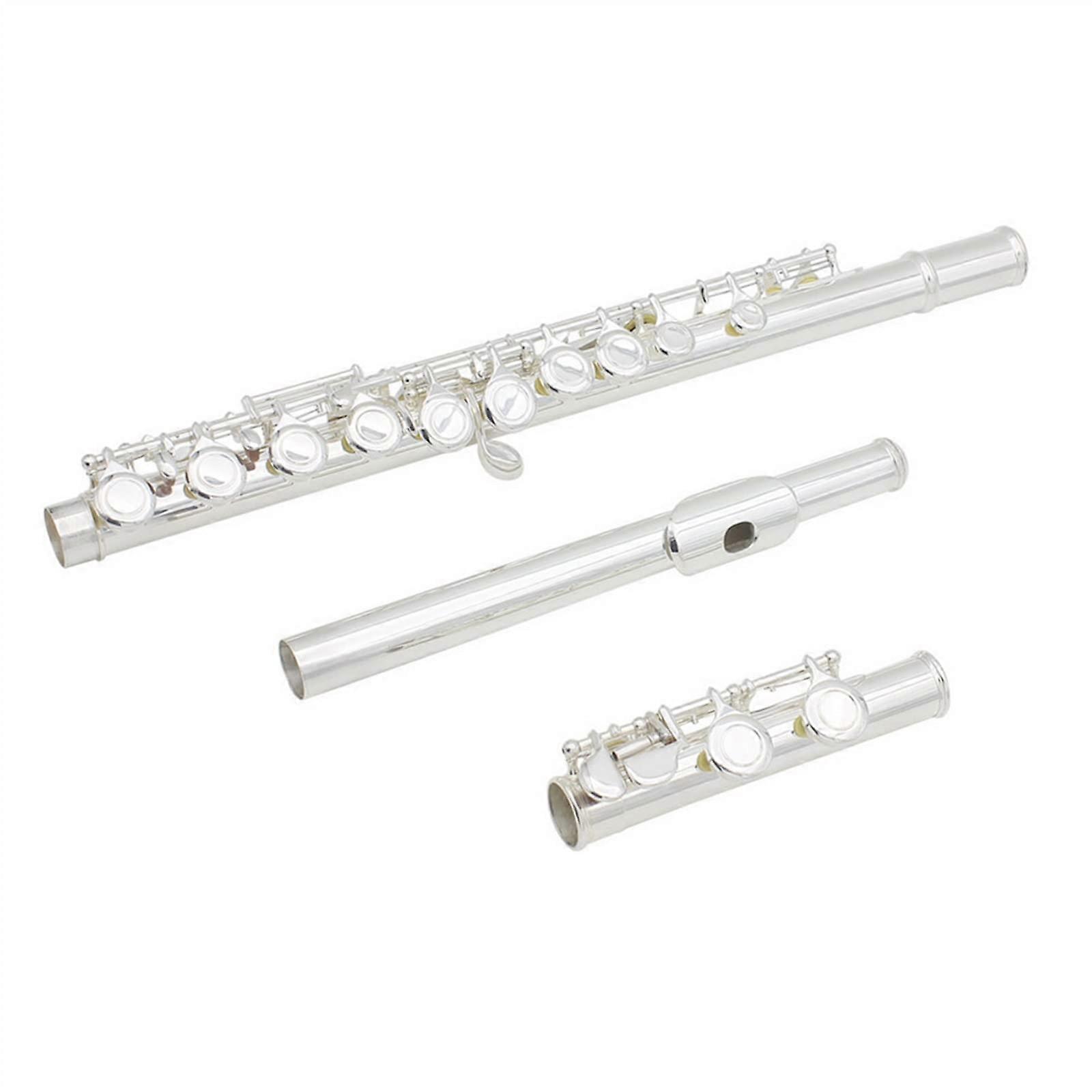 Beginner Silver Plated Flute Closed Key C Tone 16 Hole with E Key for Students
