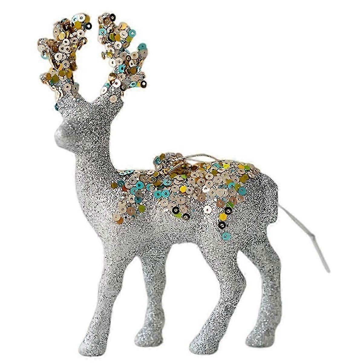 Reindeer Figurines Glitter Flocked