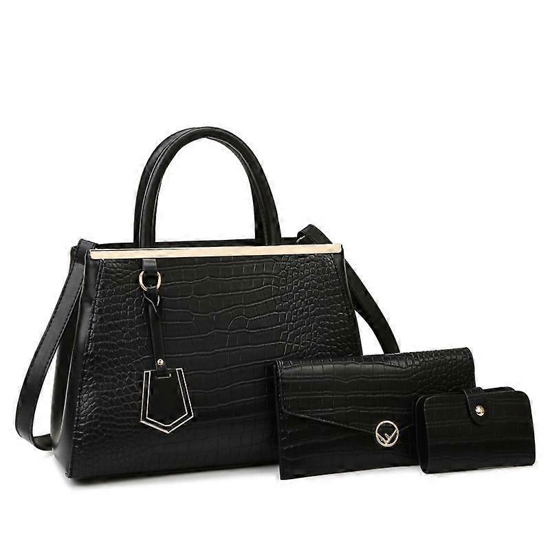 3-in-1 Women Stone Pattern Patchwork Handbag