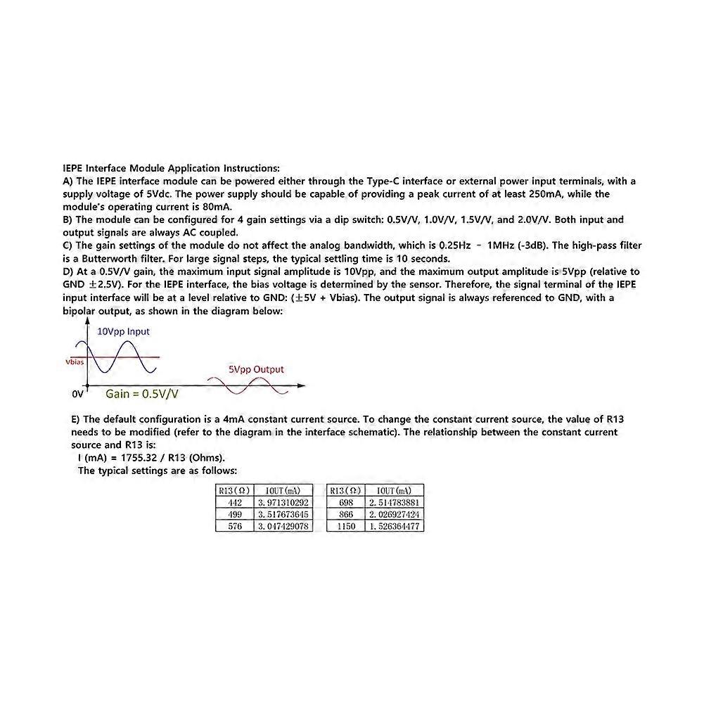 IEPE/ICP/CCLD Interface Converter Module 4mA Constant Current Source Low Noise Acceleration Sensor