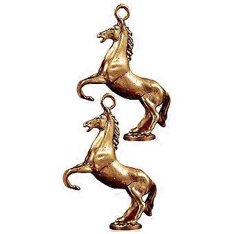 Brass Keyring Pendant Retro Brass Horse Pendant for Decoration 2Pcs