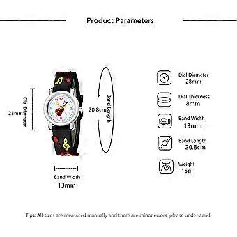 Kids Wristwatch Guitar Pattern for Kids Use Durable Birthday Gift Black