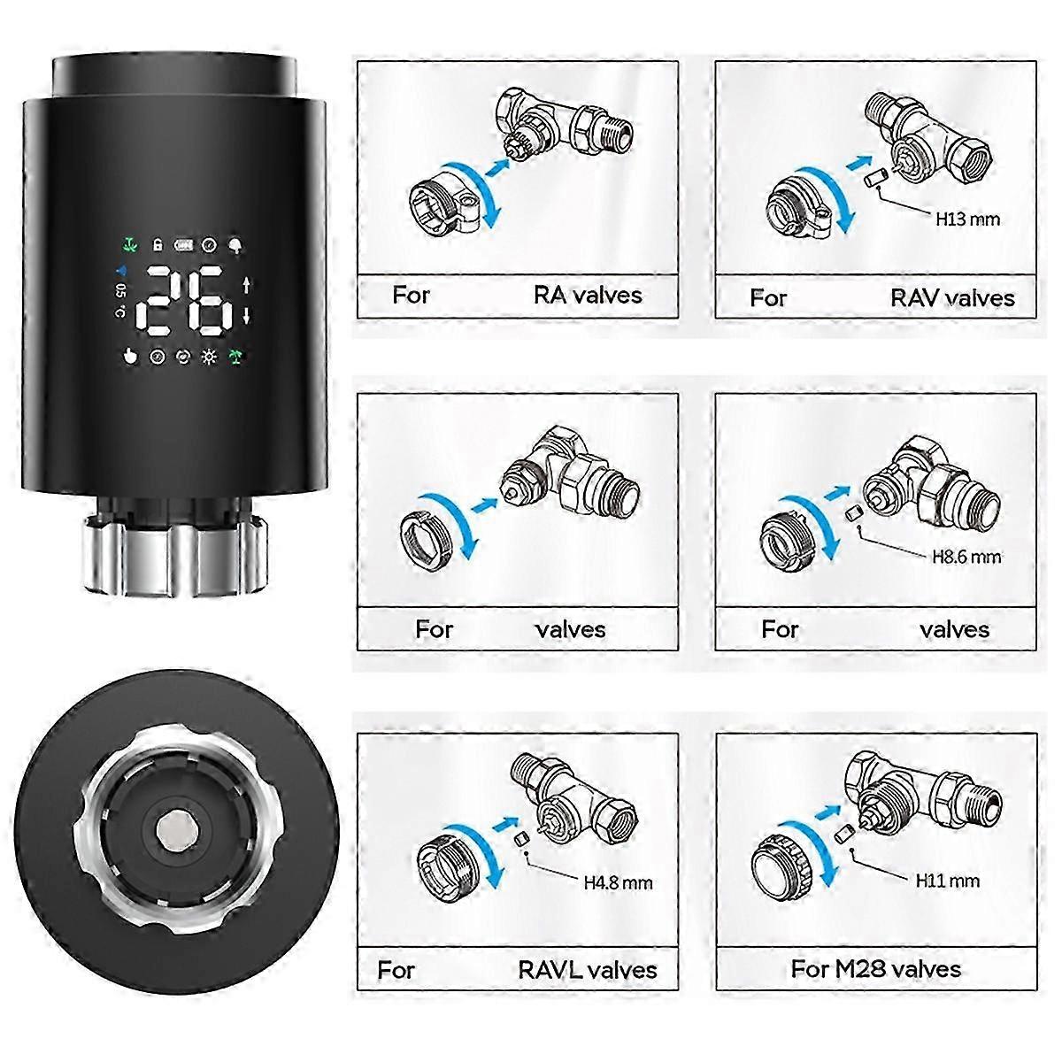 Tuya ZigBee Smart Radiator Actuator TRV Programmable Thermostatic Radiator Valve App Remote Temperat