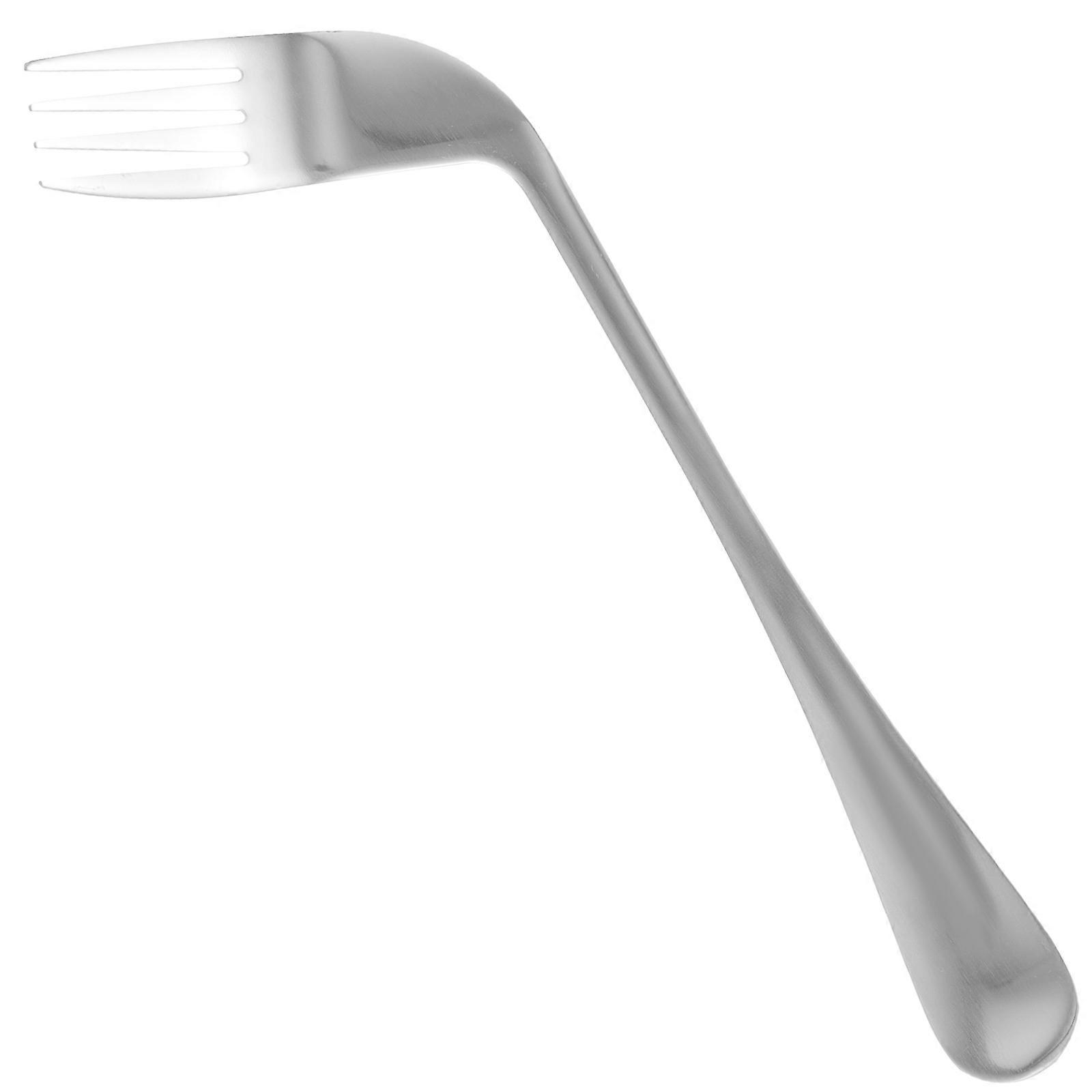Lightweight Right-Hand Feeding Fork Angled Ergonomic Fork Silver