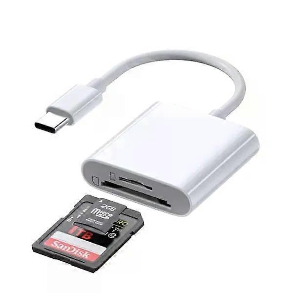 TYPE-C Dual SD/TF Card Reader for Fast Data Transfer White
