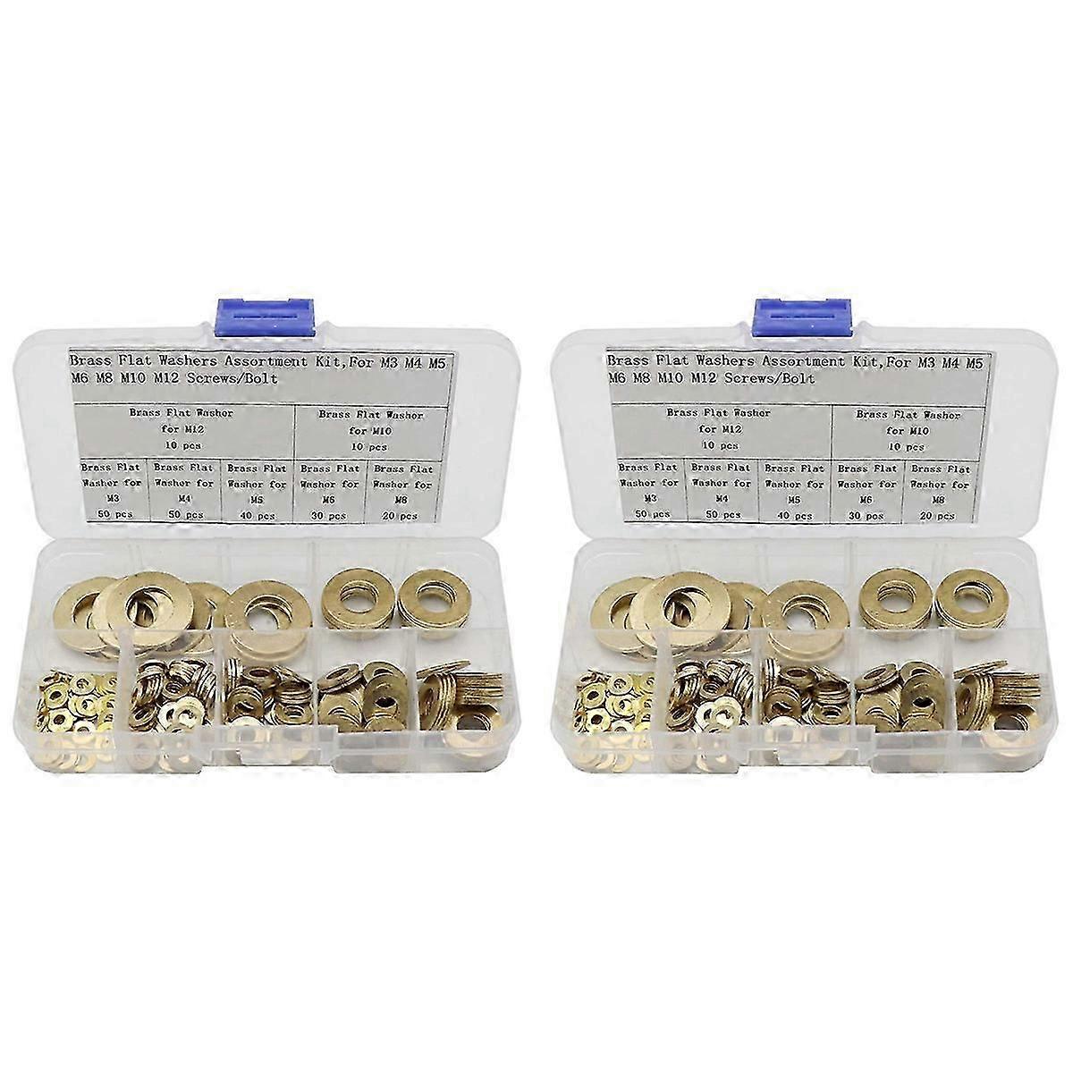 Brass Flat Washer Assortment Kit 420 Pcs, M3-M12 Sizes, Corrosion Resistant Sealing Washers for Plumbing Automotive DIY
