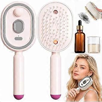 Peine de masaje con cojín de aire eléctrico superior, cepillo eléctrico para el cabello de mujer con rociador de agua, cepillo recargable de masaje con vapor para el cuidado del cabello húmedo y