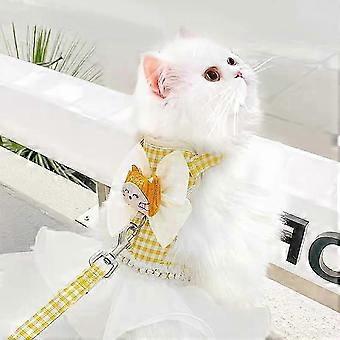 Cat Harness and Leash for Walking Escape Proof Cat Vest Harness Cute Soft Mesh Padded Kitten Harnesses Girl Princess  (Small)