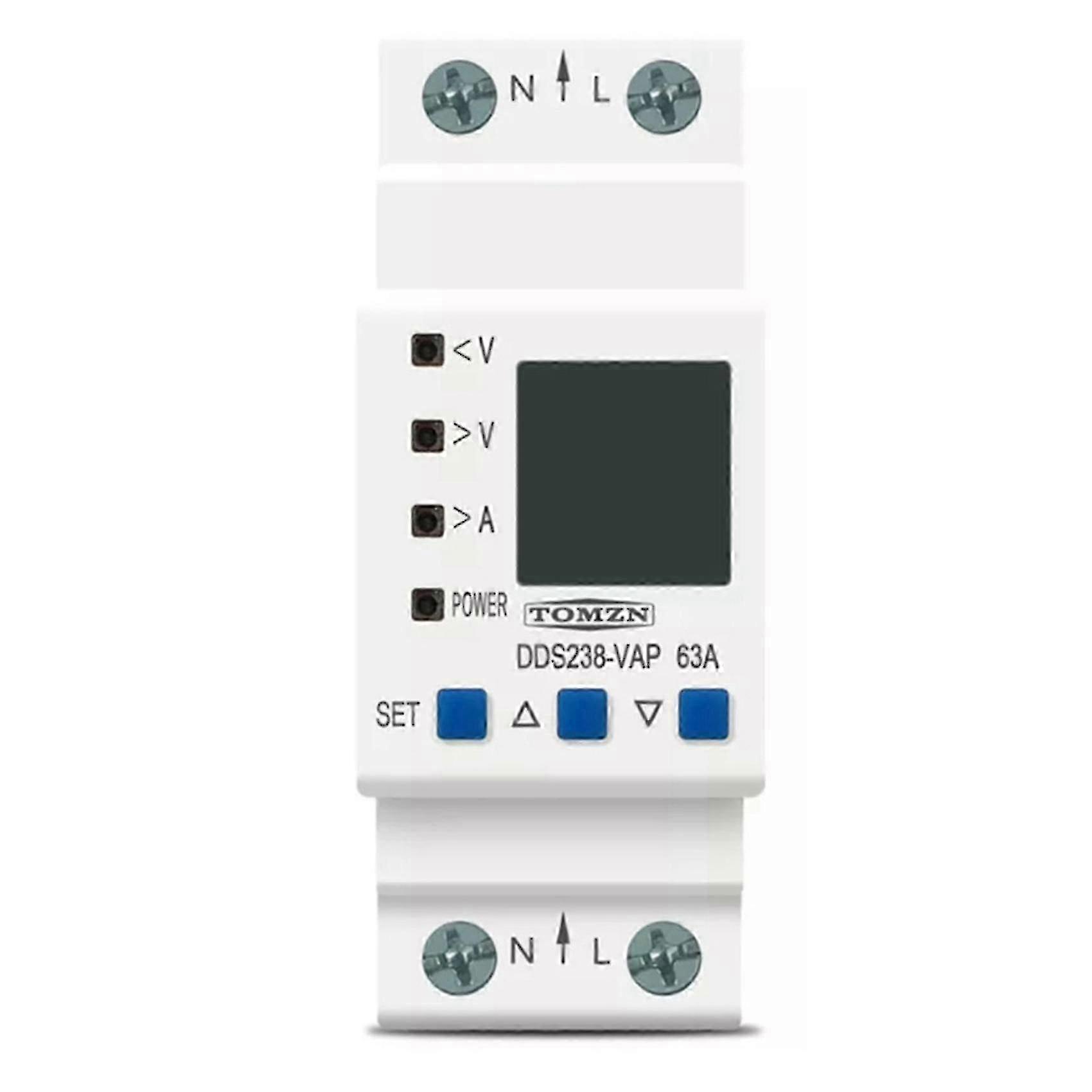 Din Rail Adjustable Over Under Voltage Protective 63a Top Input