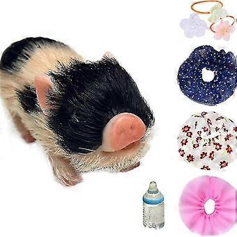 Lebensechte Mini-Schwein-Puppe weiche Mini-Mini-realistische Neugeborenen-niedliche realistische Kleinkind-Schweine-Spielzeug mit Spielzeugzubehör Zubehör-Zubehör-Farbe ist zufällig