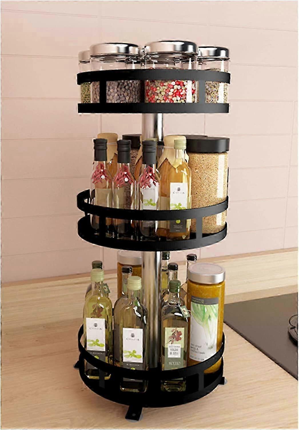 Black Kitchen Cupboard Turntable, 360 Degree Rotatable