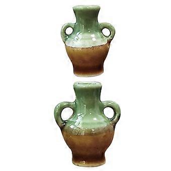 Ceramic Vase Model for Decoration 1Set Mini Binaural Contrast Color Vase Set