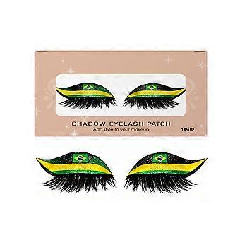 2pcs Brazil Flag False Eyelashes, Lightweight Comfortable, Suitable for Daily Wear and Football Party