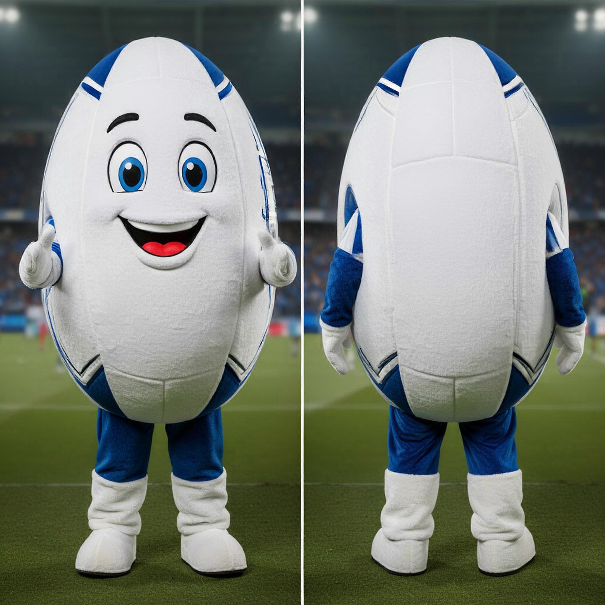 MASTICOT White Rounded Rugby Ball Mascot