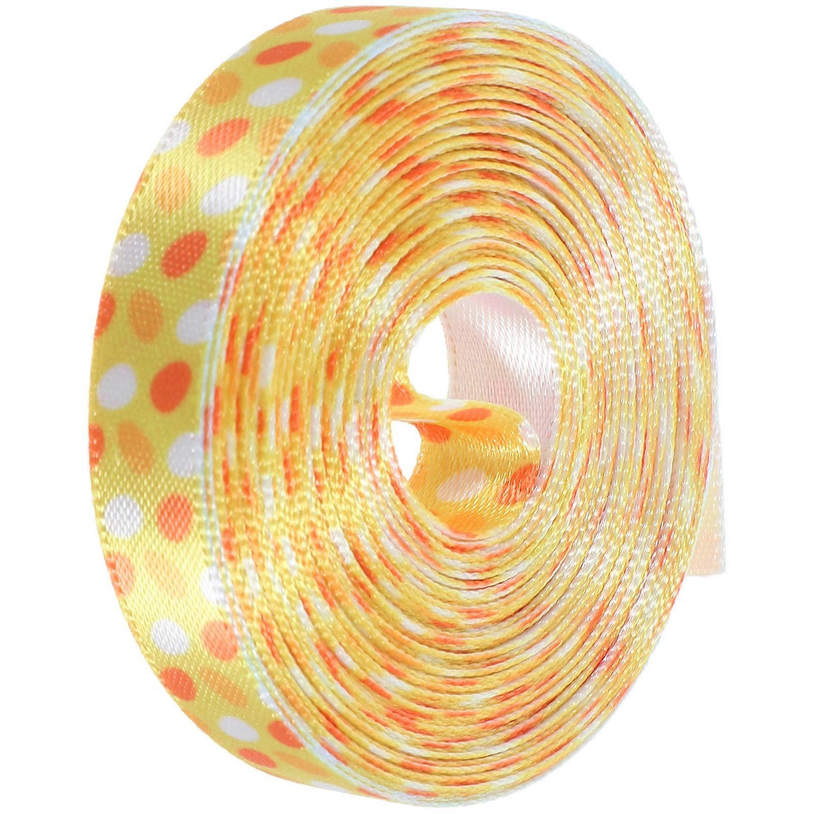 Polyester Easter Ribbon Gift Wrapping Ribbon for DIY 1 Roll Yellow