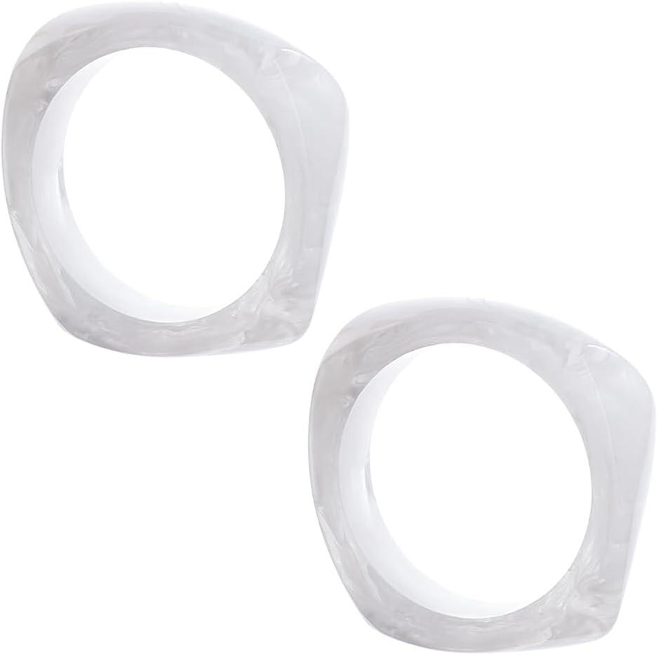 2Pcs Resin Bangles Square White 3/4 inch(2cm) Inner Diameter: 2-1/2 inch(6.5cm)