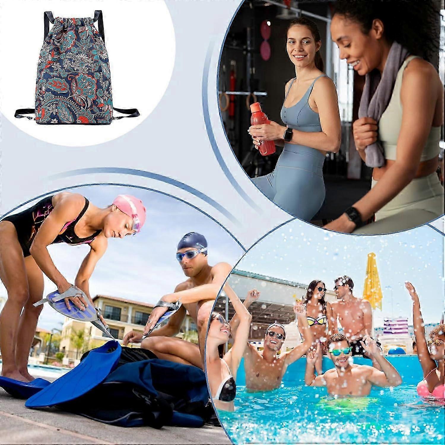 Large Waterproof Retro Floral Pool Backpack