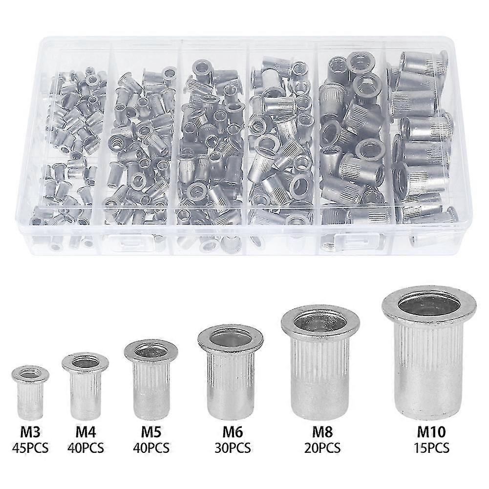 190 Pcs/set M3 M5 M6 M8 M10 Rivet Nuts Flat Head Threaded Insert Nut Rivet Cap Set Threaded Insert