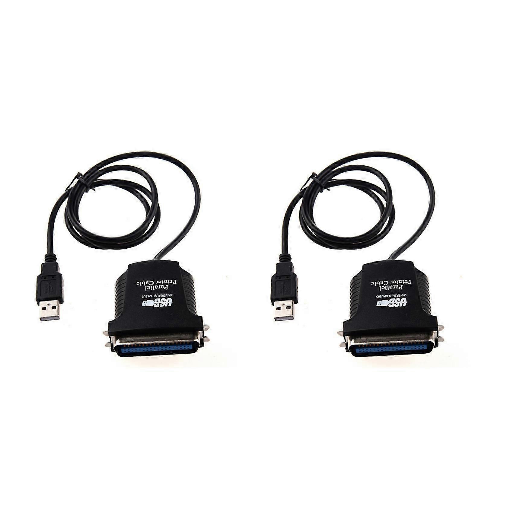 2X USB - Printer Parallel Port 36Pin Male Conversion Cable Black