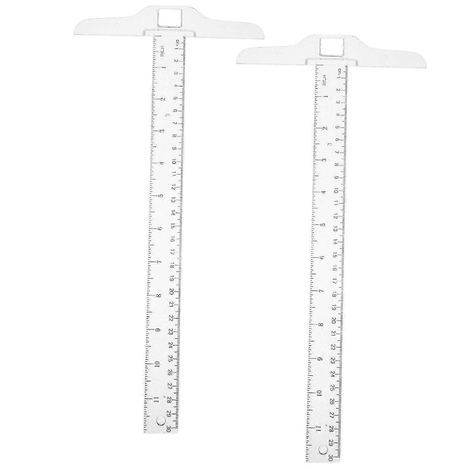 2PCS 30cm T Shape Ruler T-Square Double Side Centimeter Scale Plastic Measuring Tool compatible with Drafting and General Layout Work
