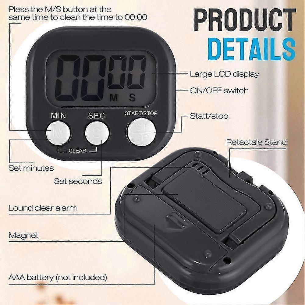24 Pcs Digital Kitchen Timer Bulk Small Magnetic Timer on/Off Switch Minute compatible with Classroom Cooking Baking(Black)