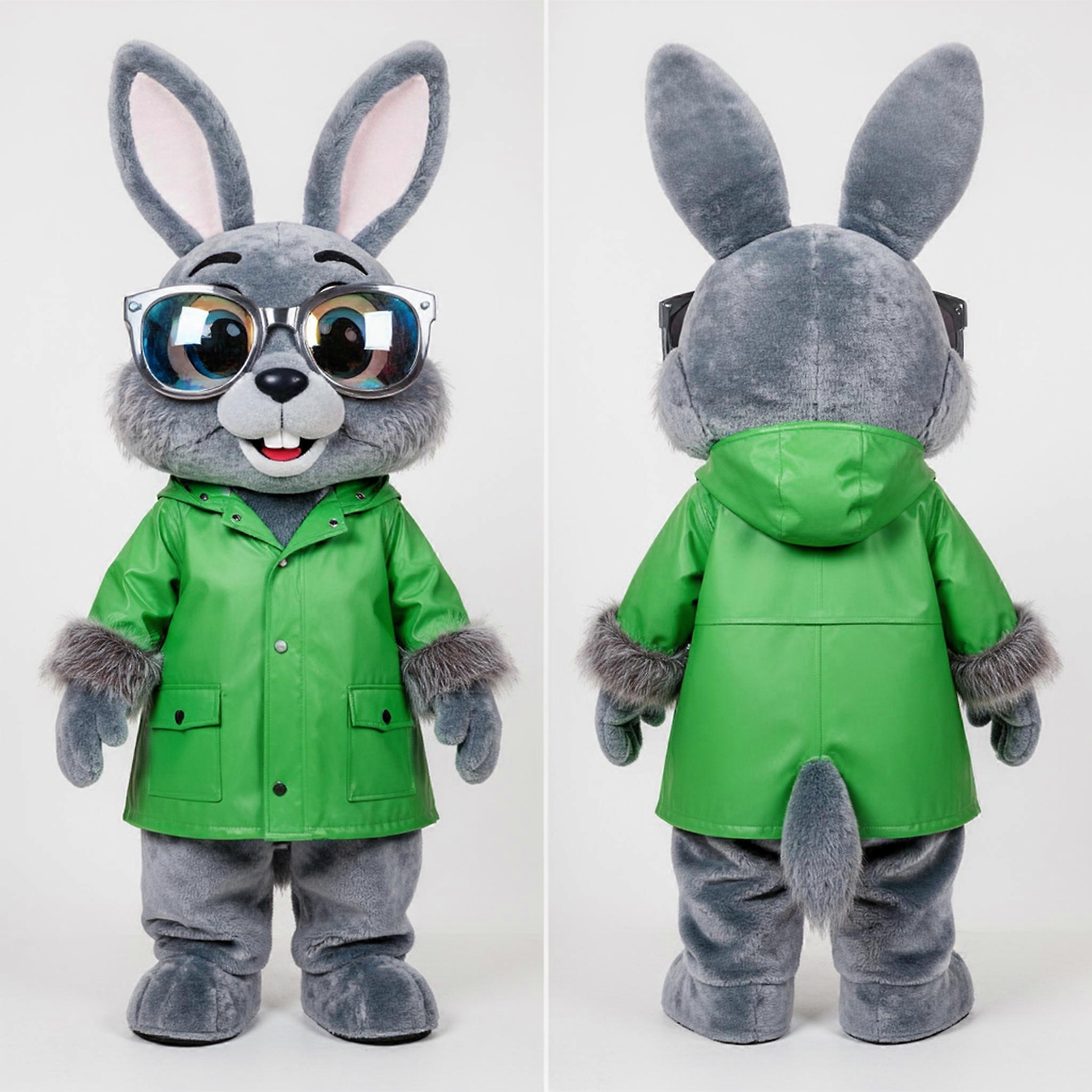 MASTICOT Blue Gray Cartoon Wild Rabbit Mascot