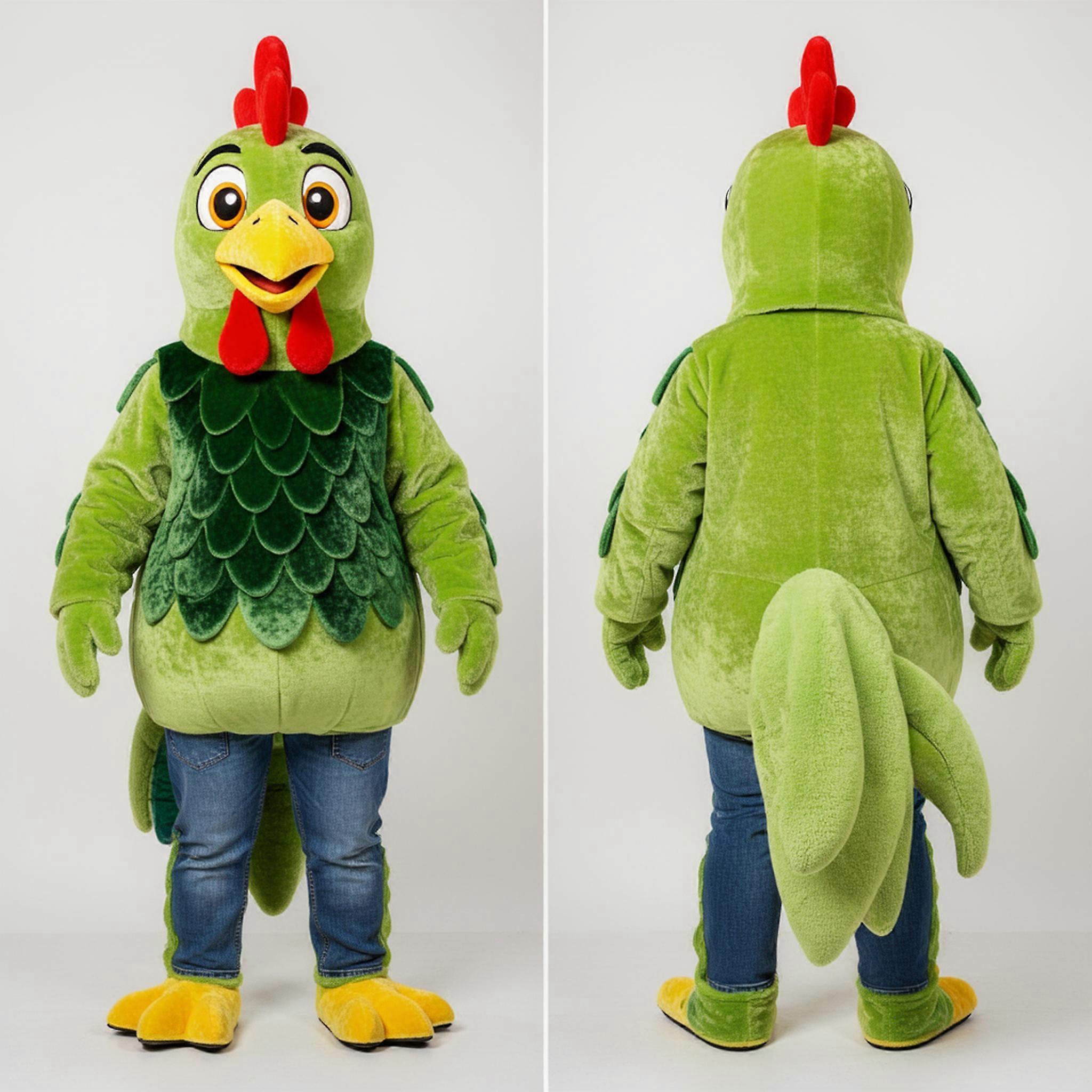 MASTICOT Lime Green Playful Rooster Mascot